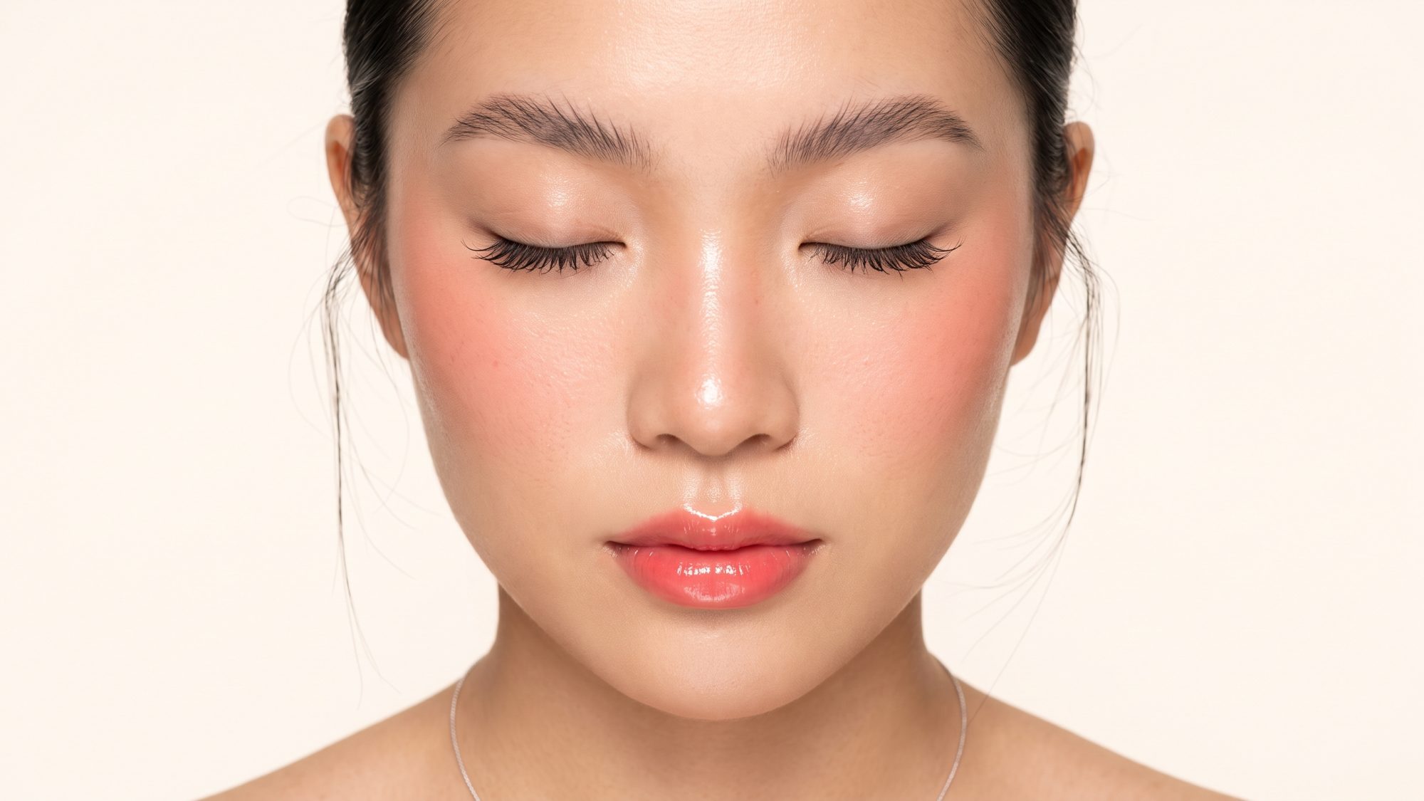 A client resting with her eyes closed, lashes lifted and separated at the root.